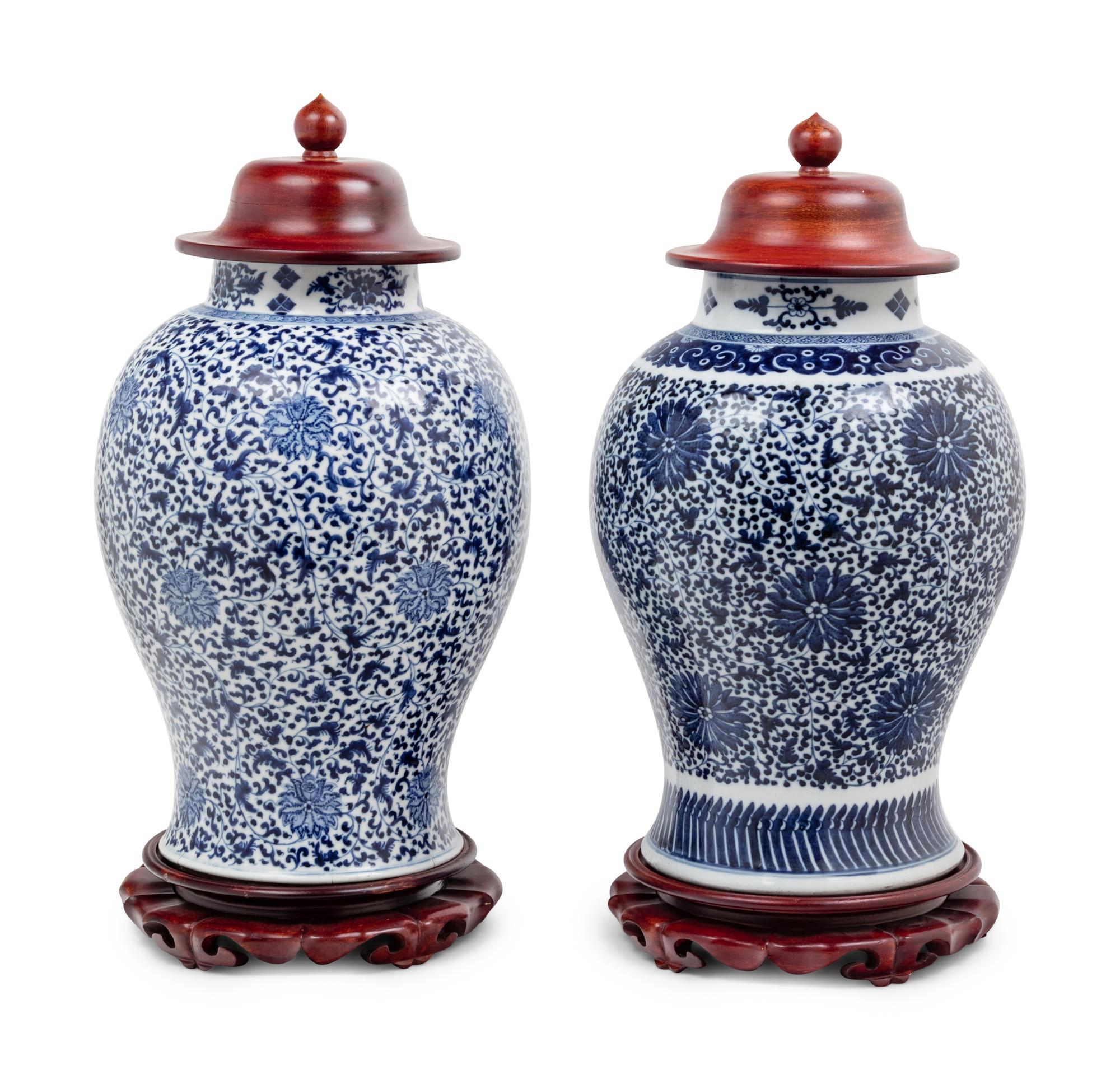 Two Chinese Blue and White Porcelain Baluster Jars