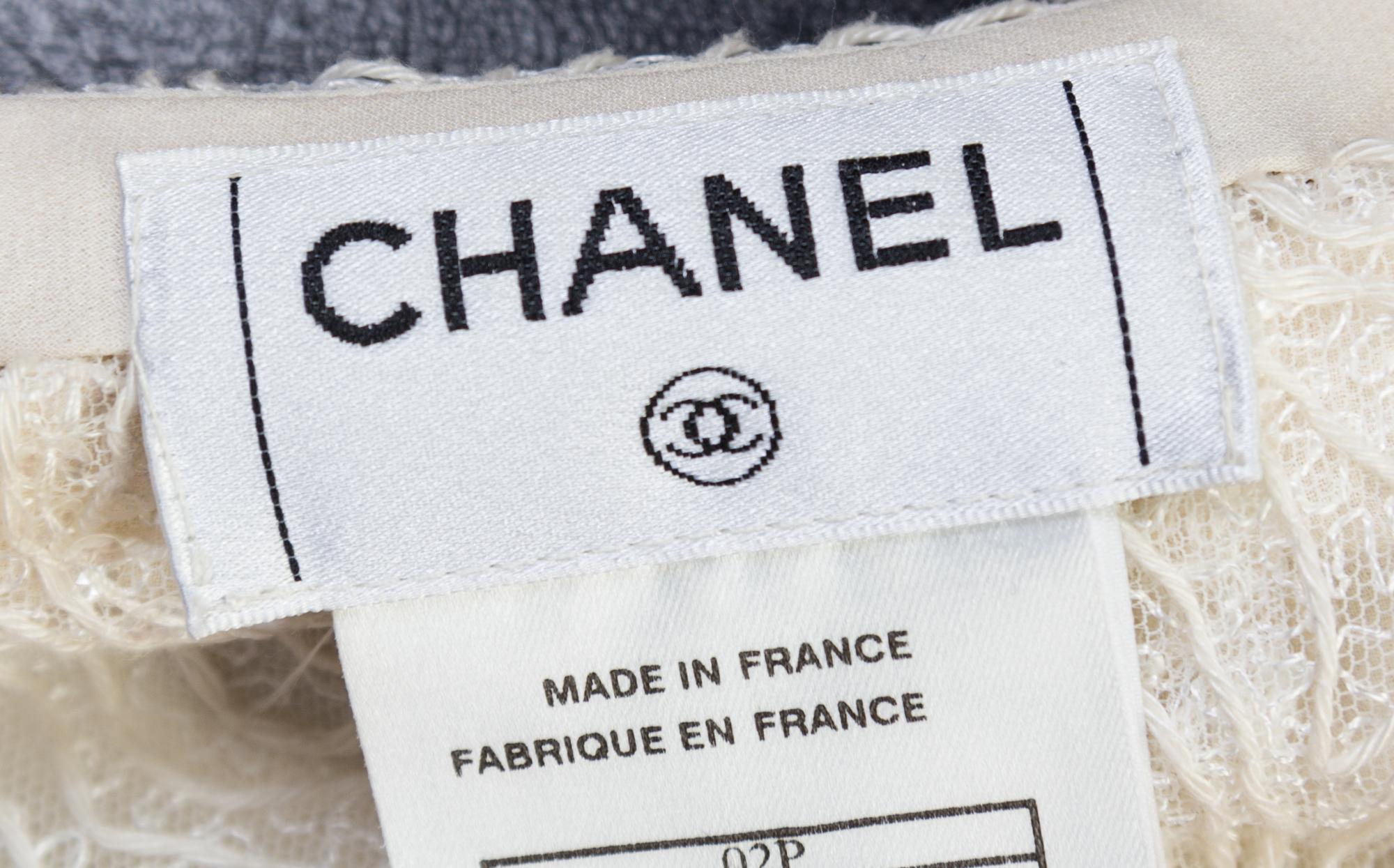 A Chanel Ivory Lace Beaded Skirt, Size 36.