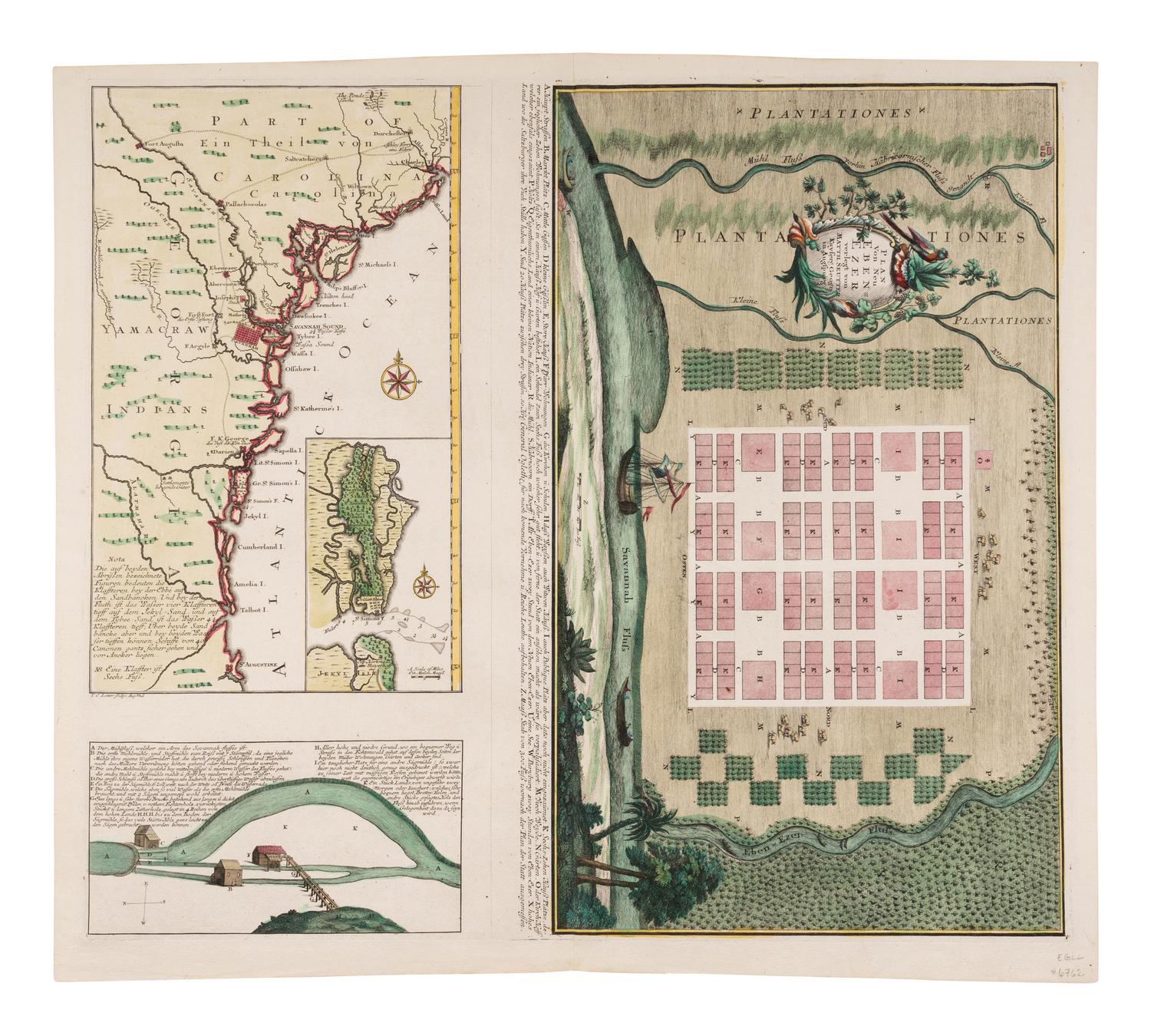 [MAP]. SEUTTER, Matthäus (1678-1757). Plan von Neu Ebenezer . Augsburg, 1747.