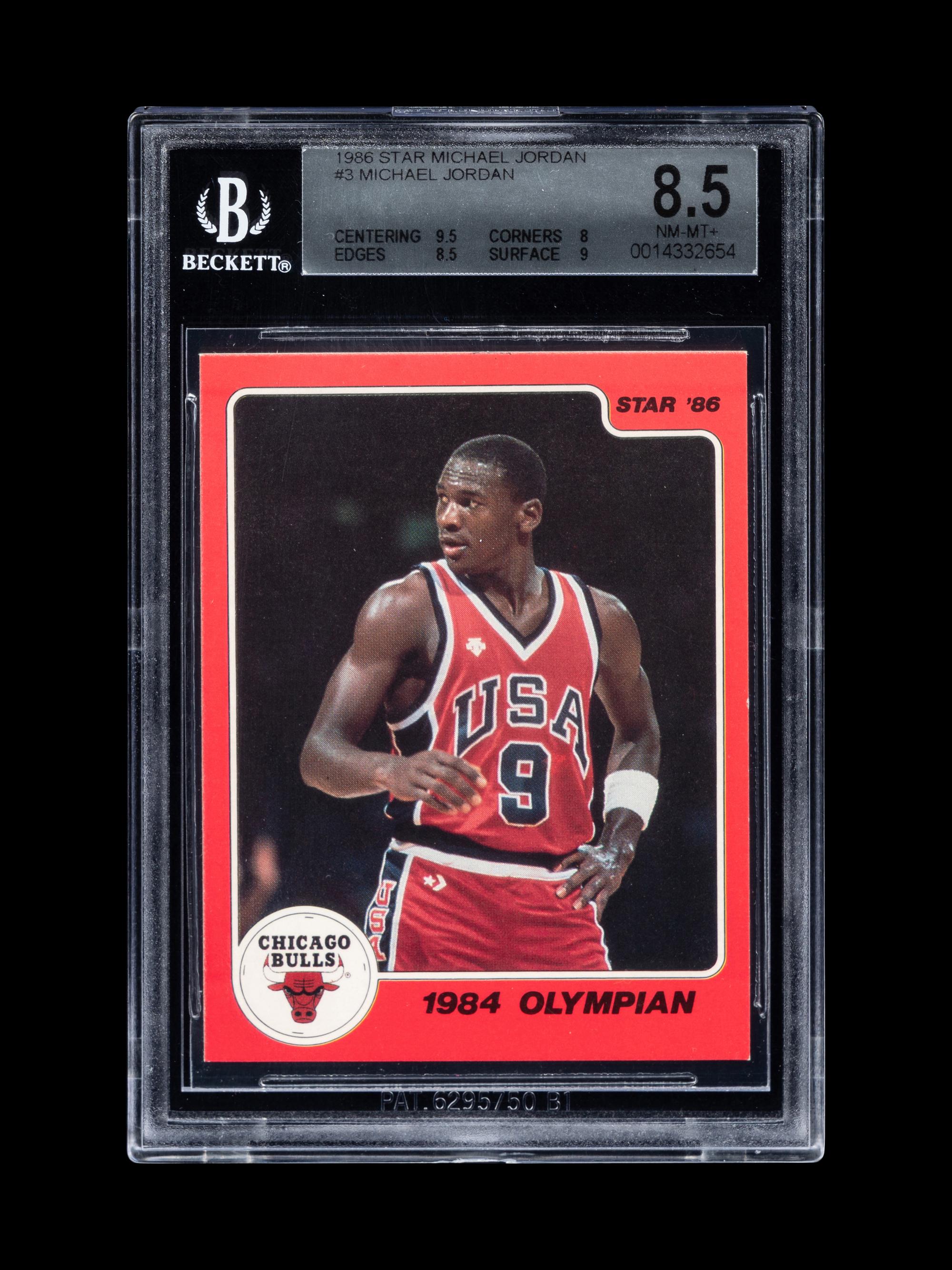 A 1986 Star Michael Jordan Set Break Basketball Card No. 3 1984 Olympian (BGS 8.5 NM-MT+, 9.5 Subgrade)