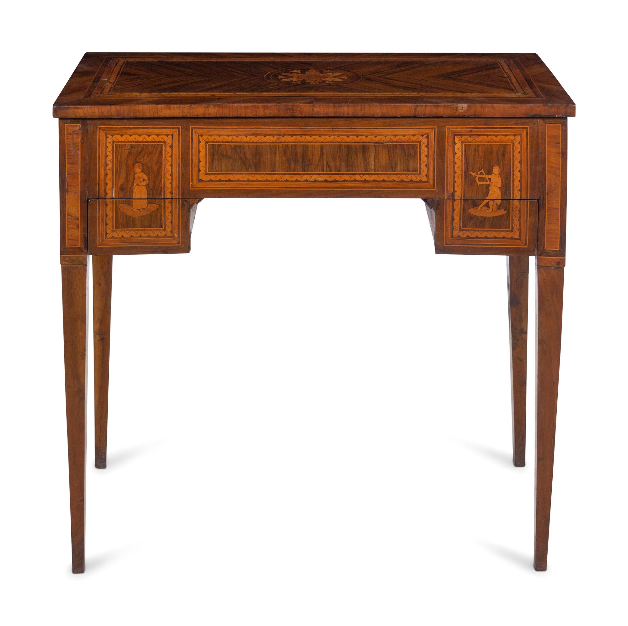 An Italian Walnut and Marquetry Dressing Table