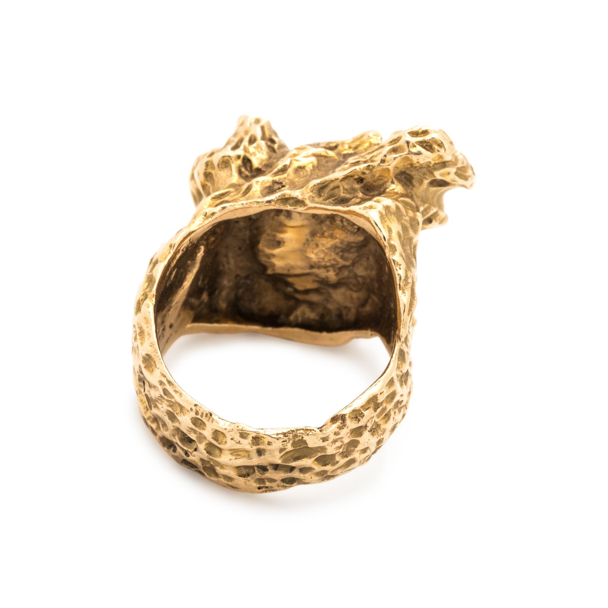 BRUTALIST, YELLOW GOLD AND CULTURED FRESHWATER PEARL RING
