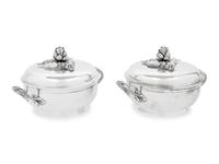 A Pair of Puiforcat Silver-Plate Covered Tureens