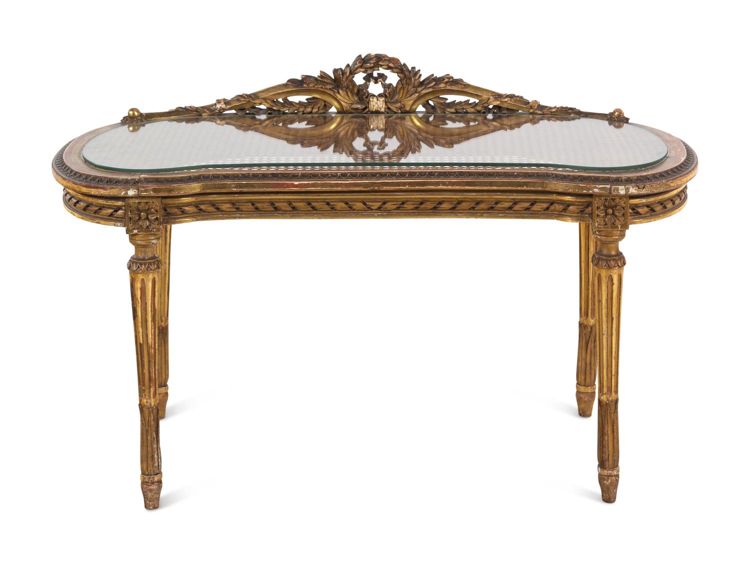 A Louis XVI Style Giltwood Bench