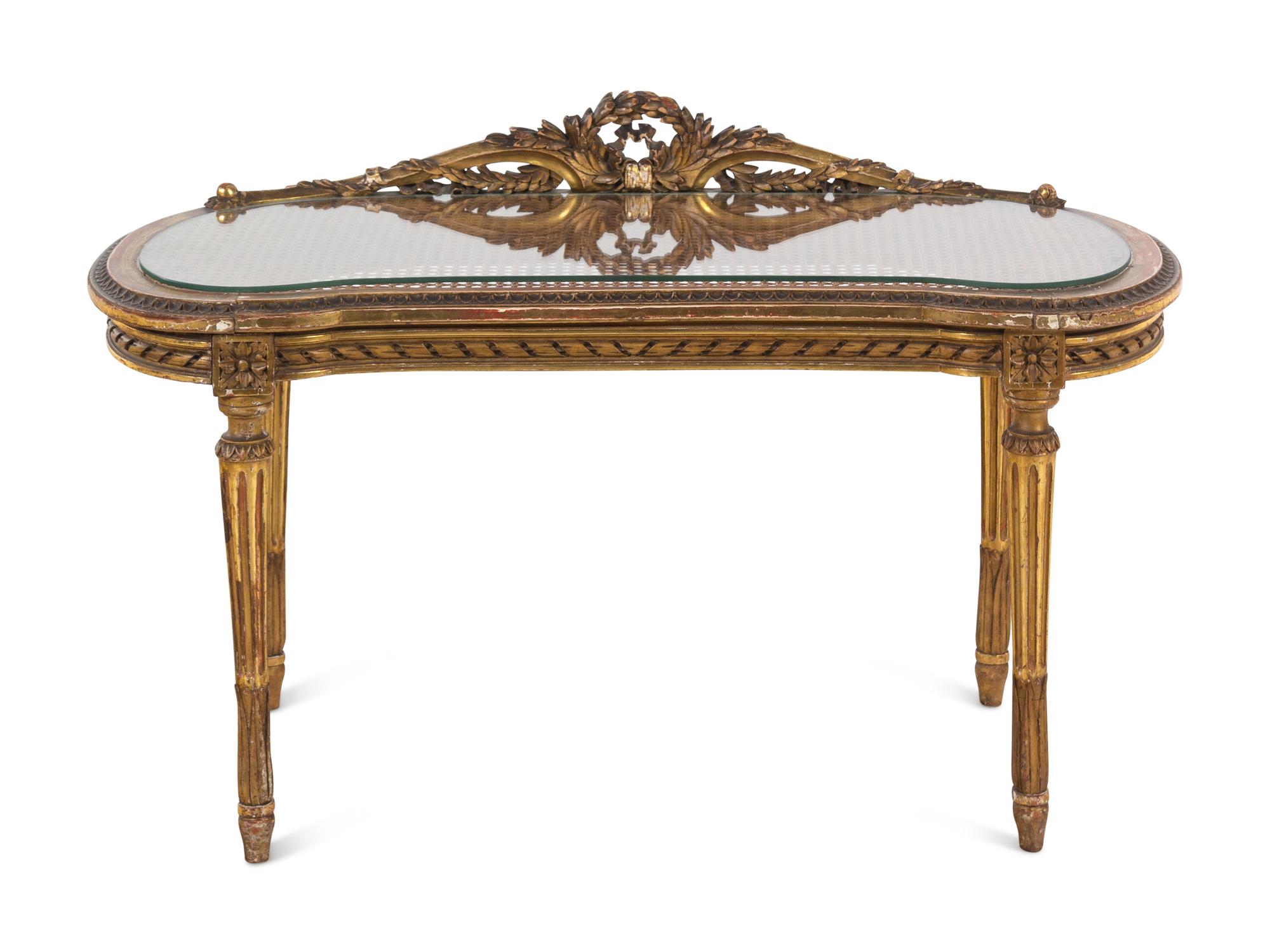 A Louis XVI Style Giltwood Bench
