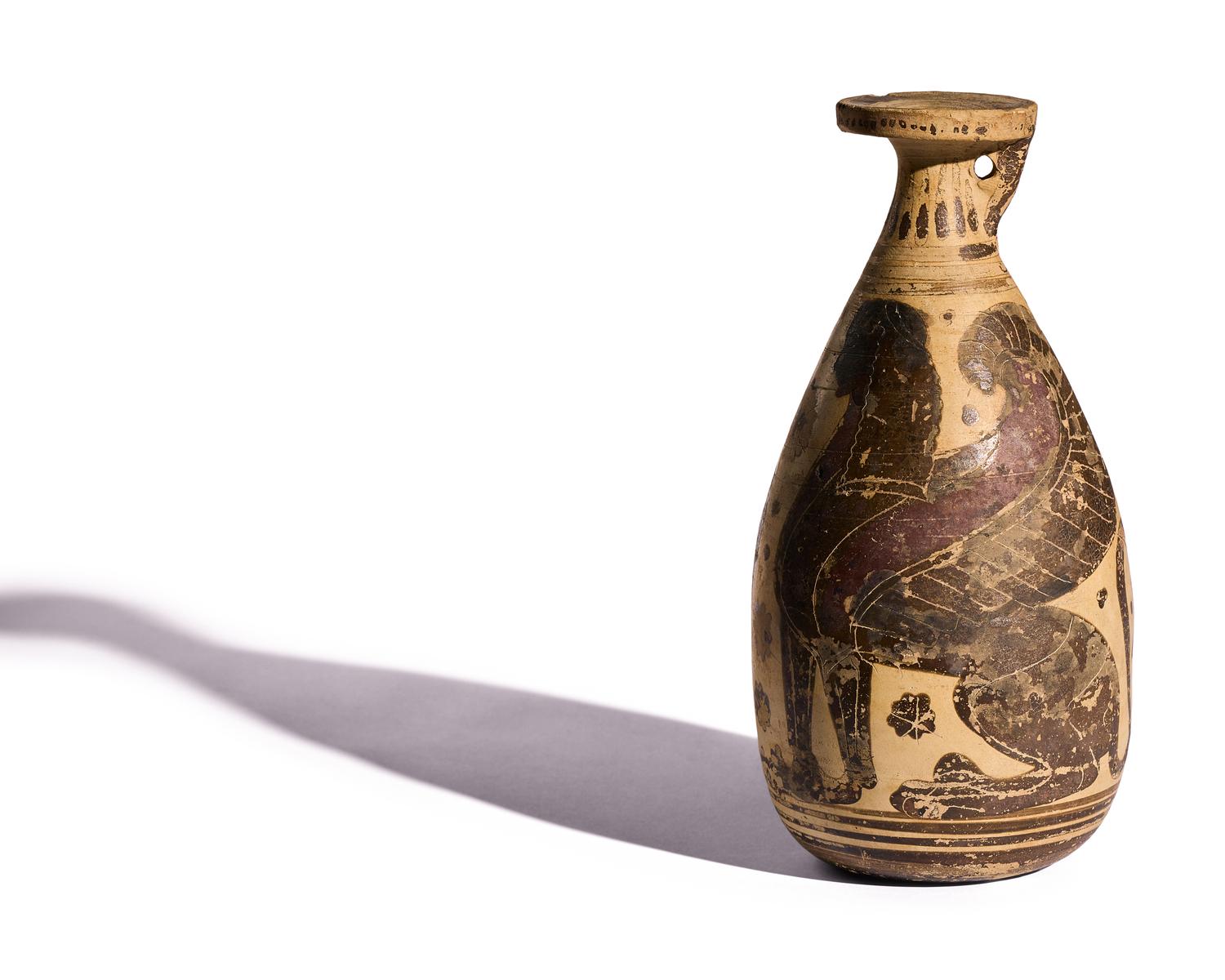 A Middle Corinthian Black-Figured Alabastron