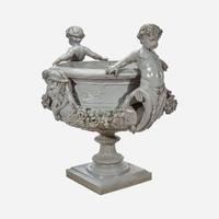 A Large Figural Gray-Painted Cast Zinc Garden Urn J. W. Fiske, New York, late 19th century