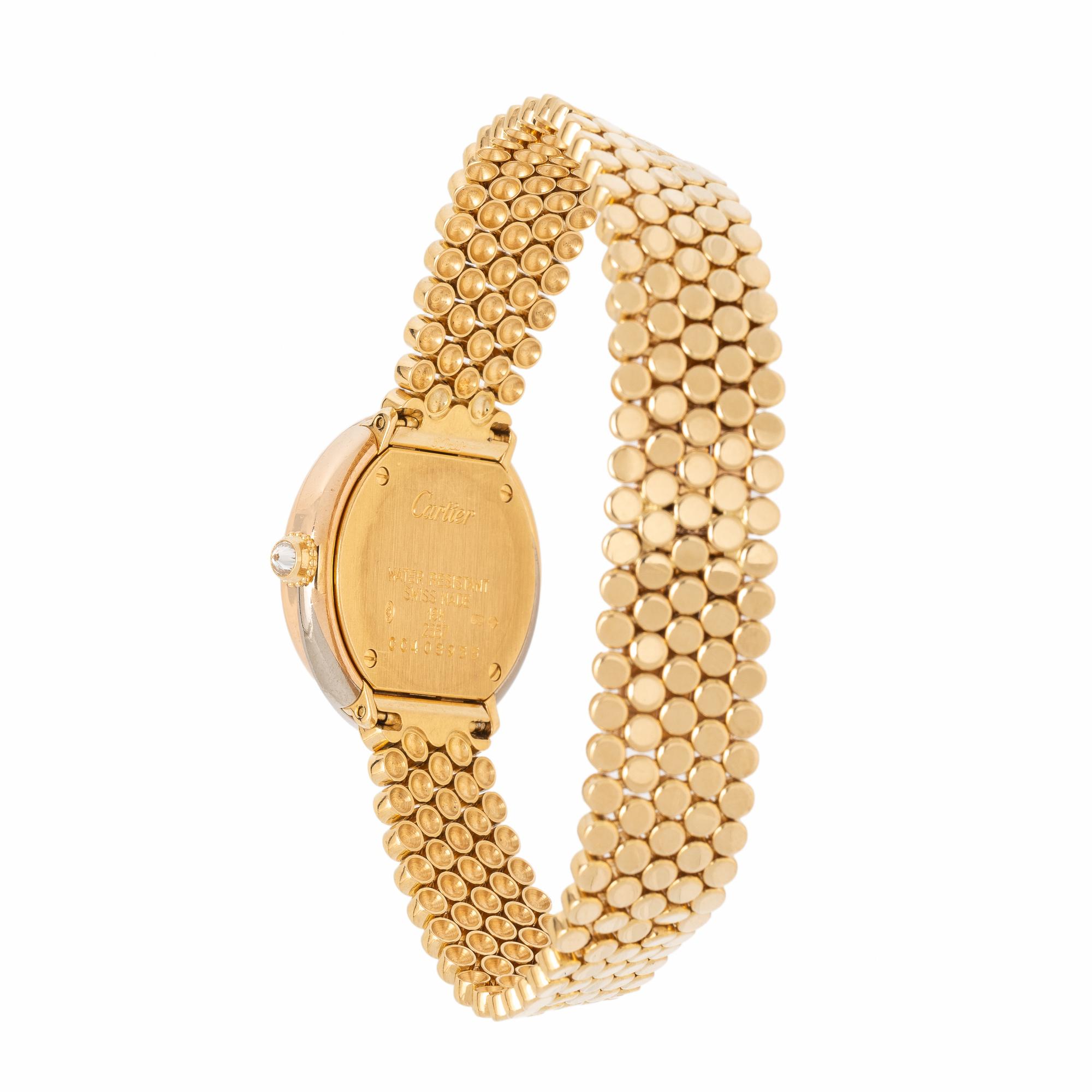 Cartier, Ref. WG200258, 18K Tricolor Gold 'Trinity' Watch With Factory Diamond Bezel and Crown, with Box & Papers