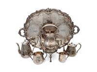 An Assembled English Silver-Plate Tea Service