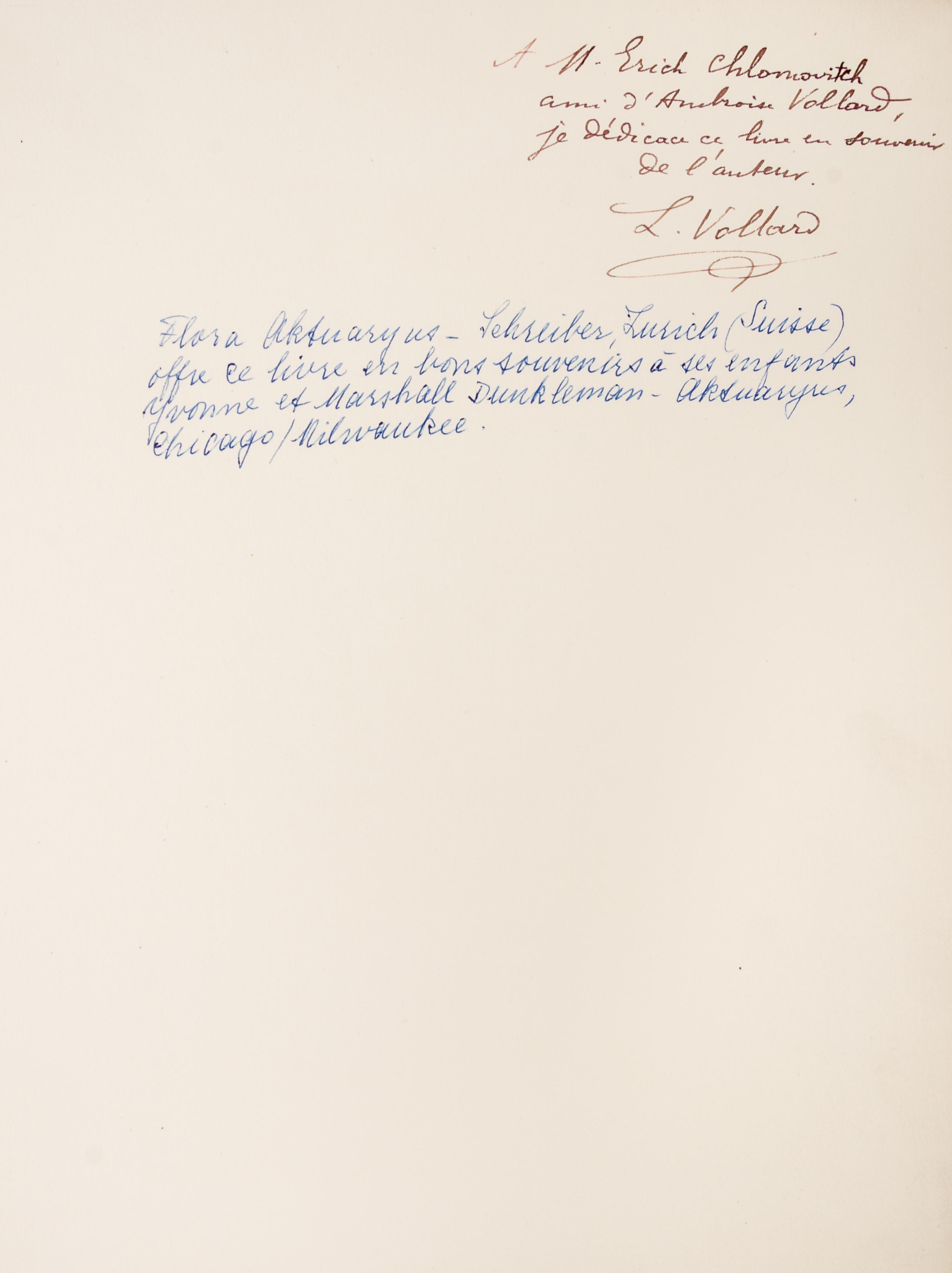 AMBROISE VOLLARD, La vie et L'oeuvre de Pierre-Auguste Renior. Paris, 1919. Inscribed.