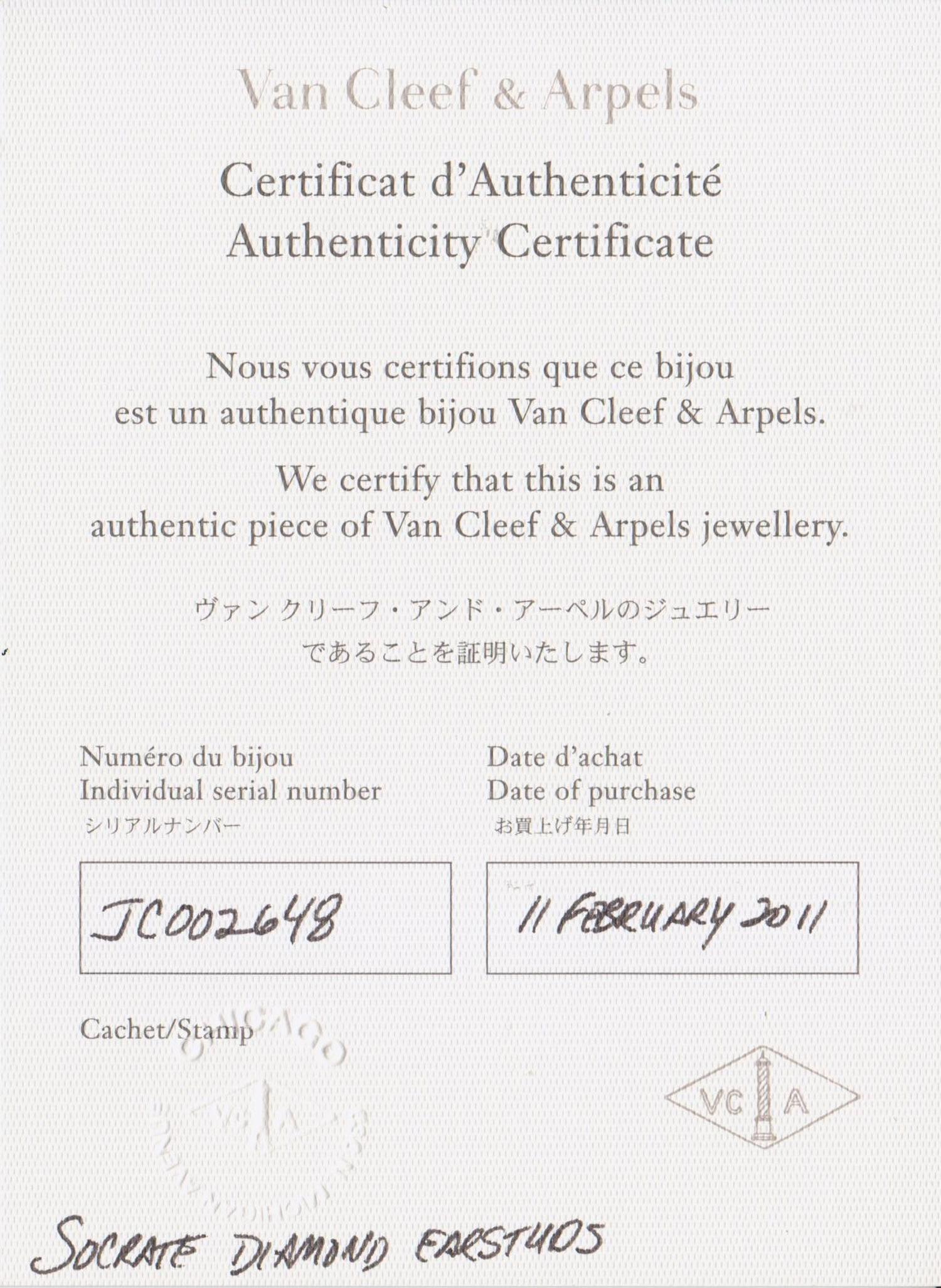 A Pair of 18 Karat White Gold and Diamond 'Socrate' Earrings, Van Cleef & Arpels, 1.90 dwts.