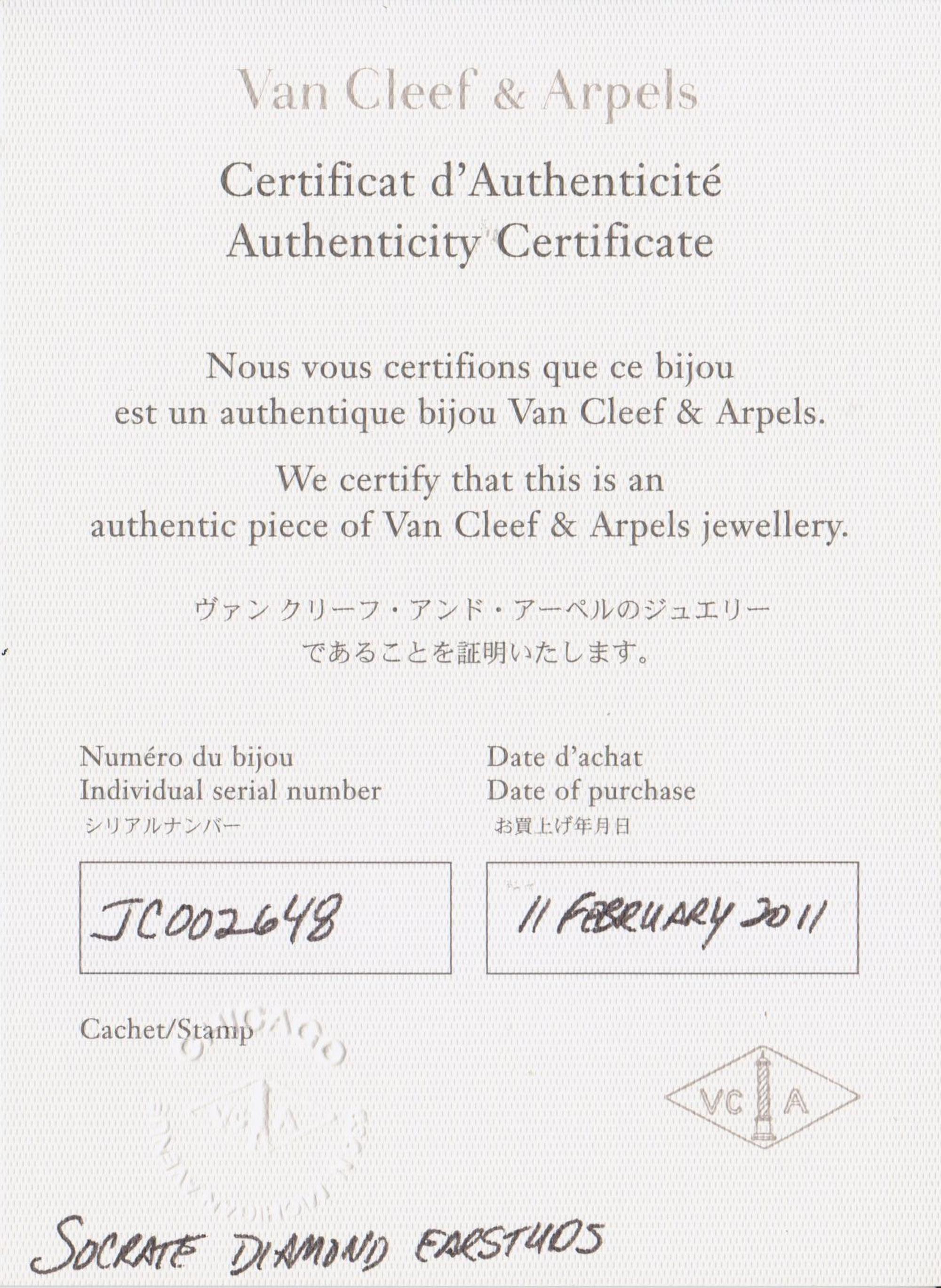 A Pair of 18 Karat White Gold and Diamond 'Socrate' Earrings, Van Cleef & Arpels, 1.90 dwts.