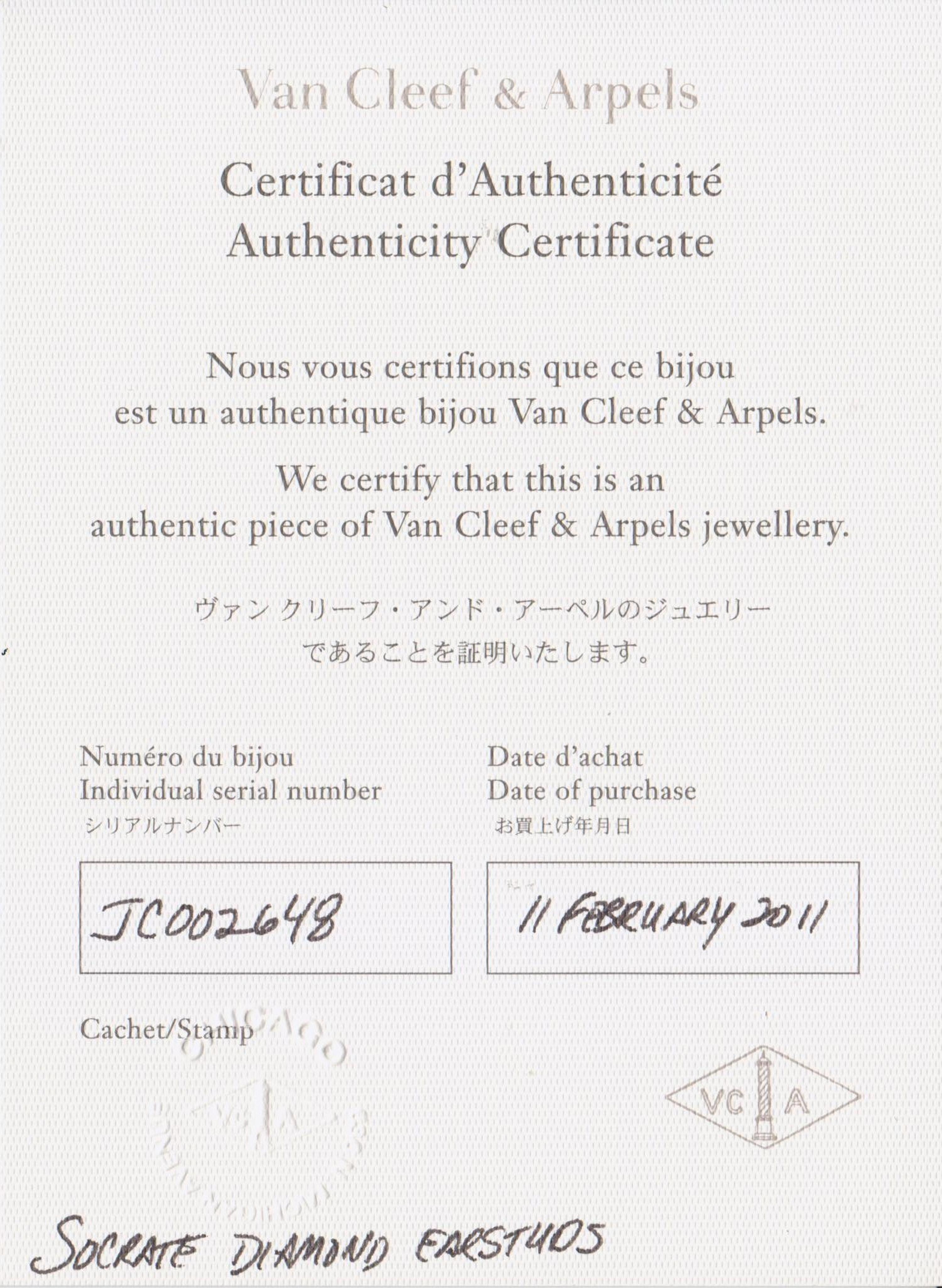 A Pair of 18 Karat White Gold and Diamond 'Socrate' Earrings, Van Cleef & Arpels, 1.90 dwts.