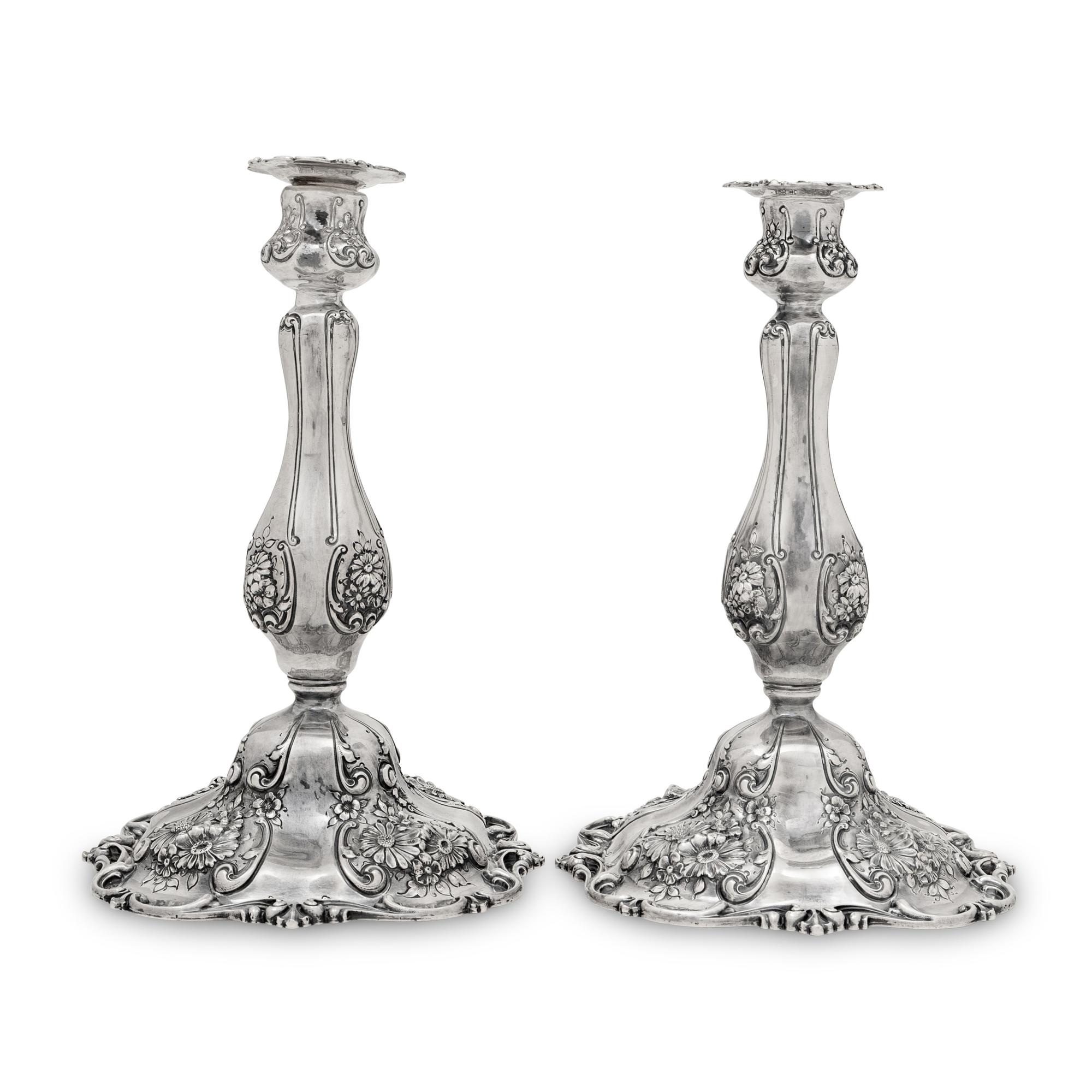 A Pair of American Silver Candlesticks