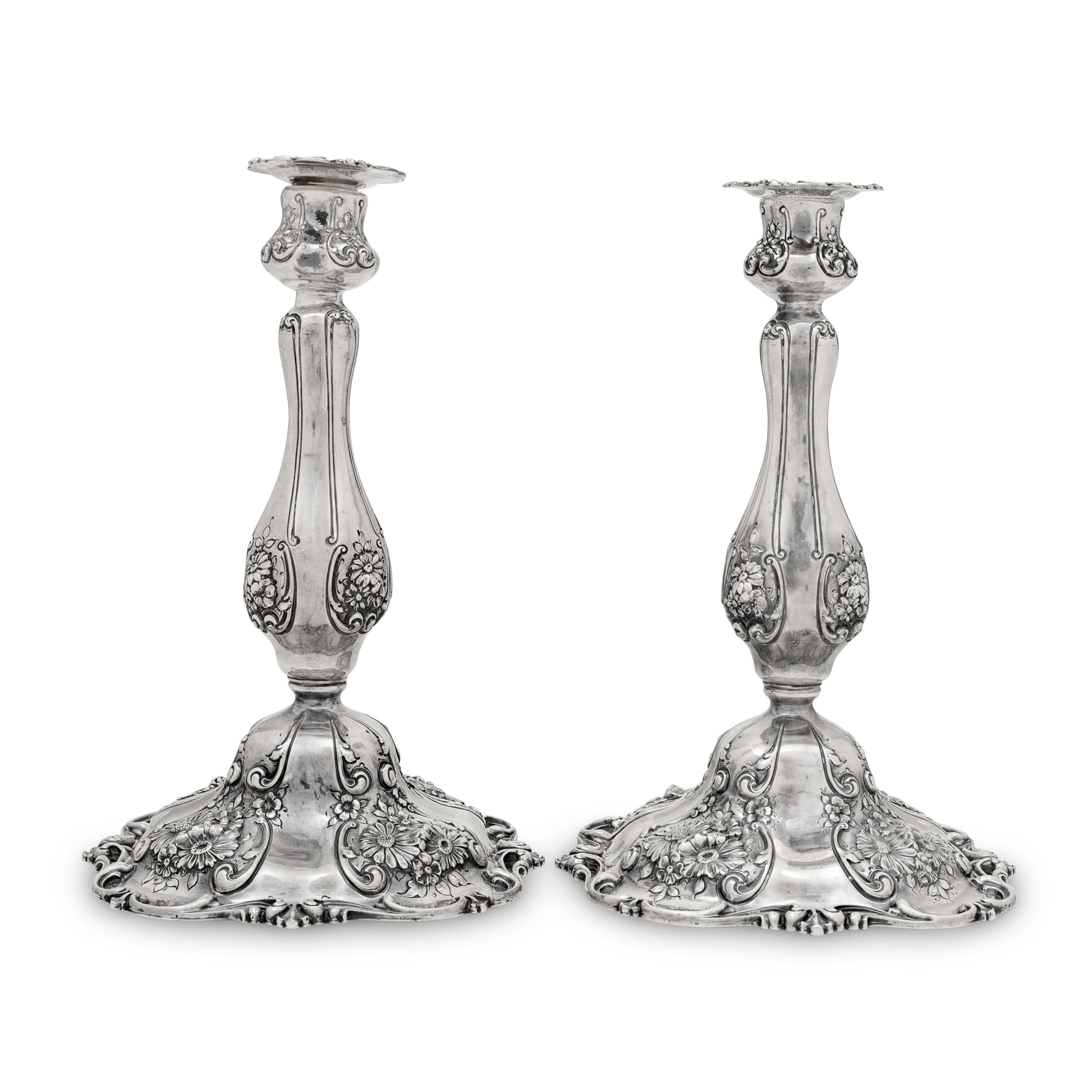 A Pair of American Silver Candlesticks