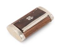 A French Carved Acacia and Silvered Metal Mounted Snuff Box Width 3 1/8 inches. — LA JURASSIENNE, SECOND HALF 19TH CENTURY