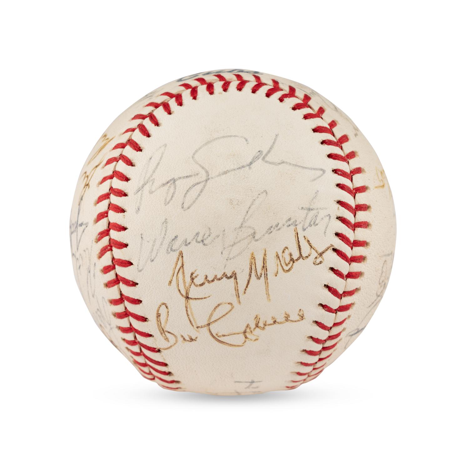 A 1982 Chicago Cubs Team Signed Autograph Baseball (Including Early Career Ryne Sandberg Signature)
