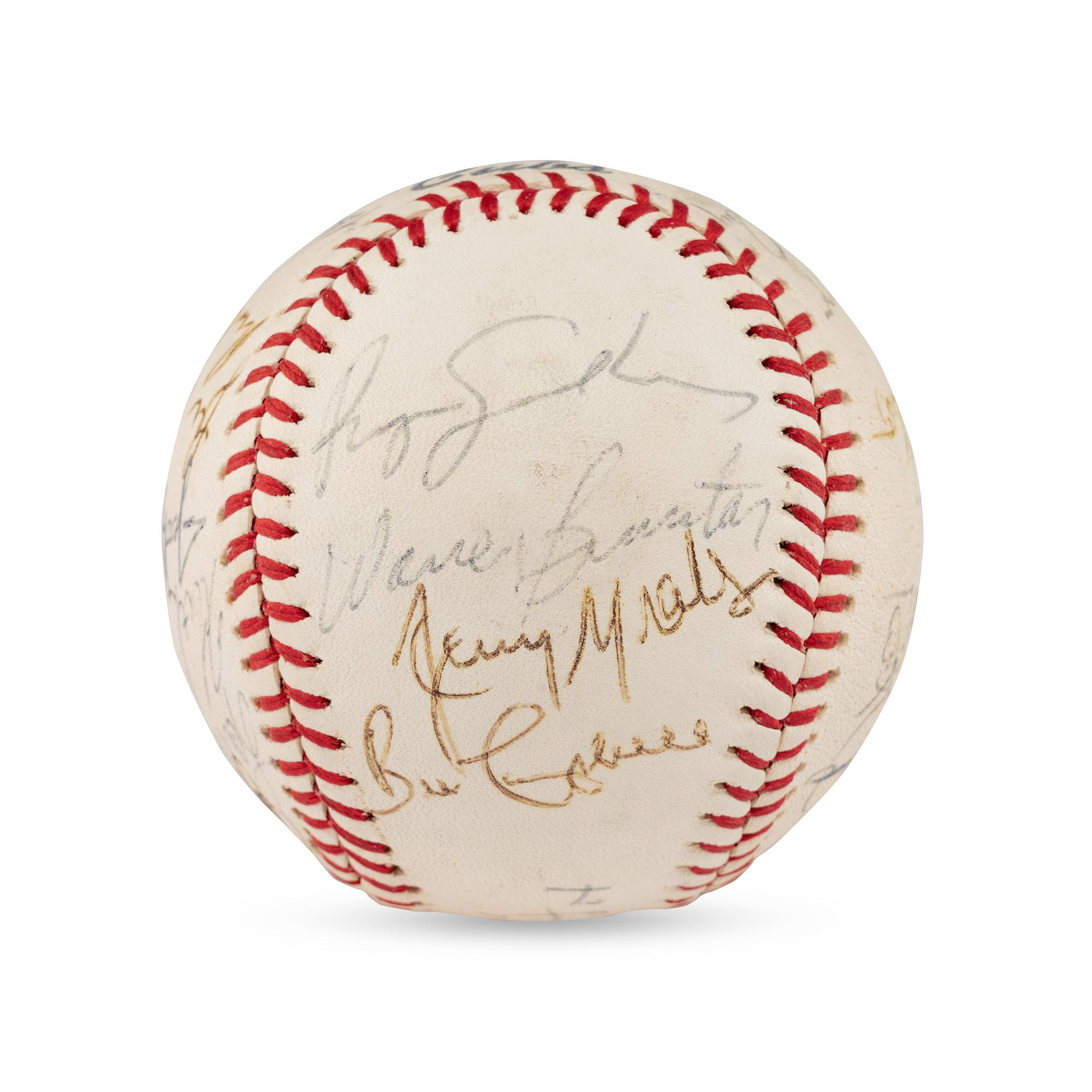 A 1982 Chicago Cubs Team Signed Autograph Baseball (Including Early Career Ryne Sandberg Signature)