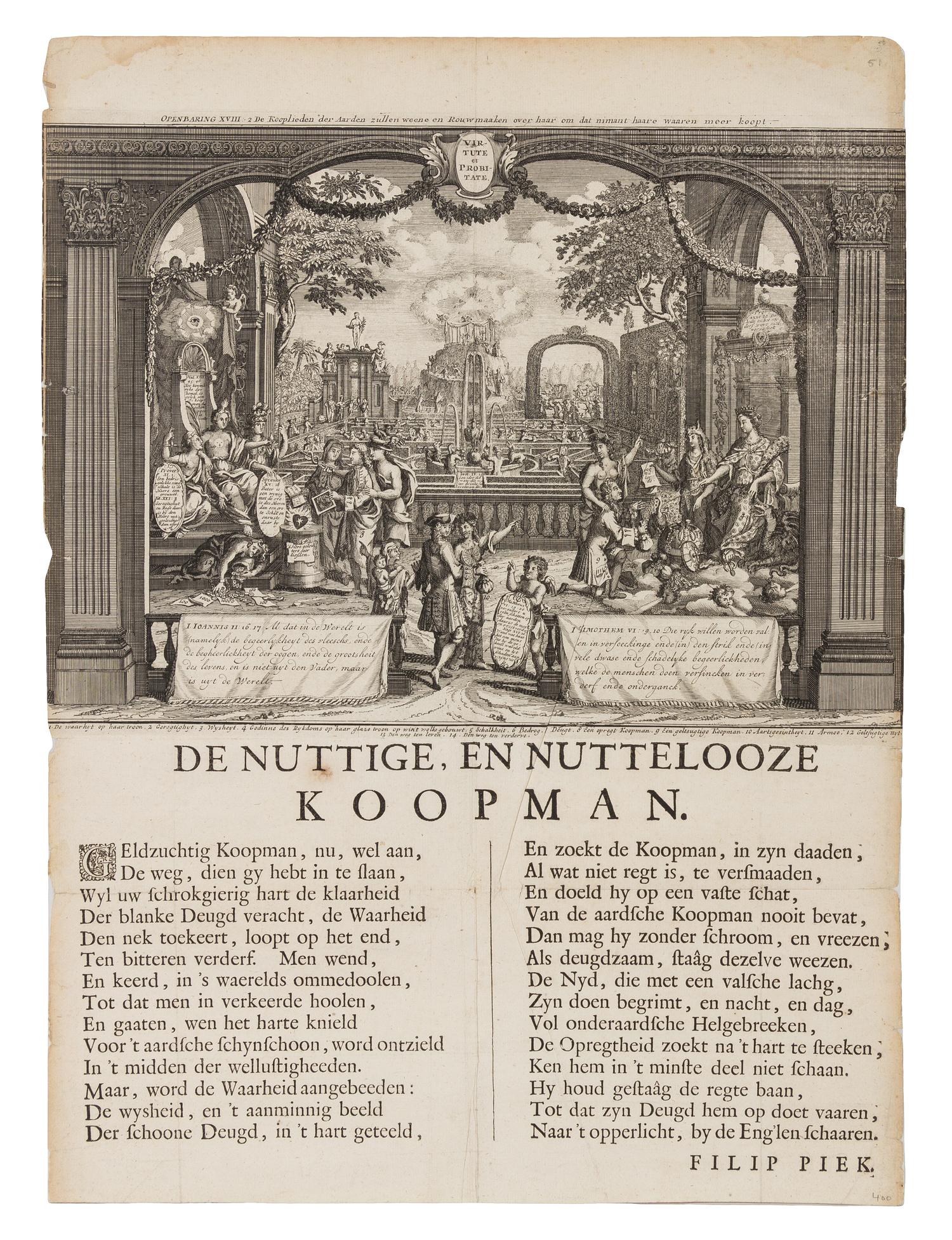[MISSISSIPPI BUBBLE] [Het Groote Tafereel der Dwaasheid. Amsterdam: D. Onder de Linden, ca 1720.]