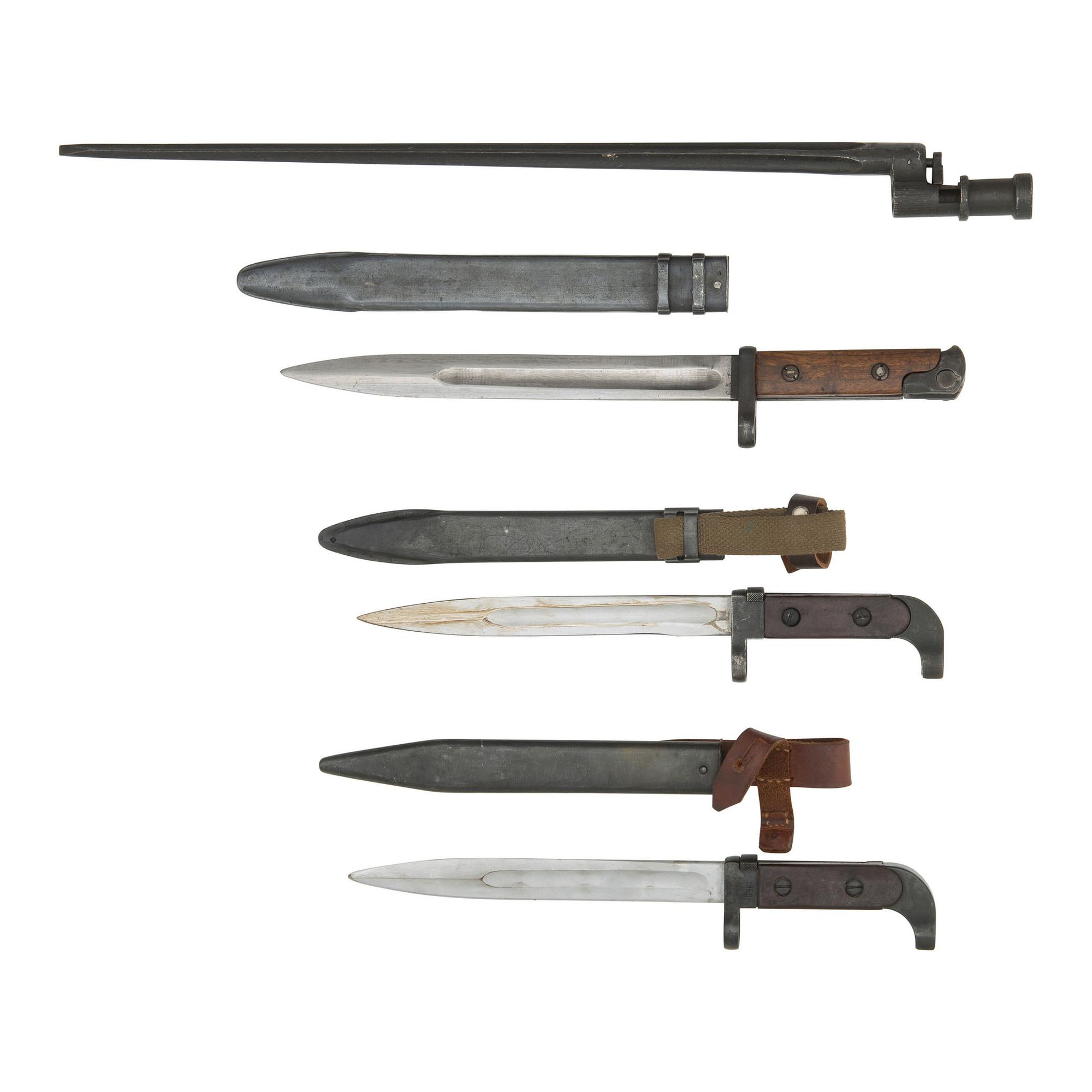 Lot of 4 Soviet Bayonets Including: M1940, M1891/30, and AK47