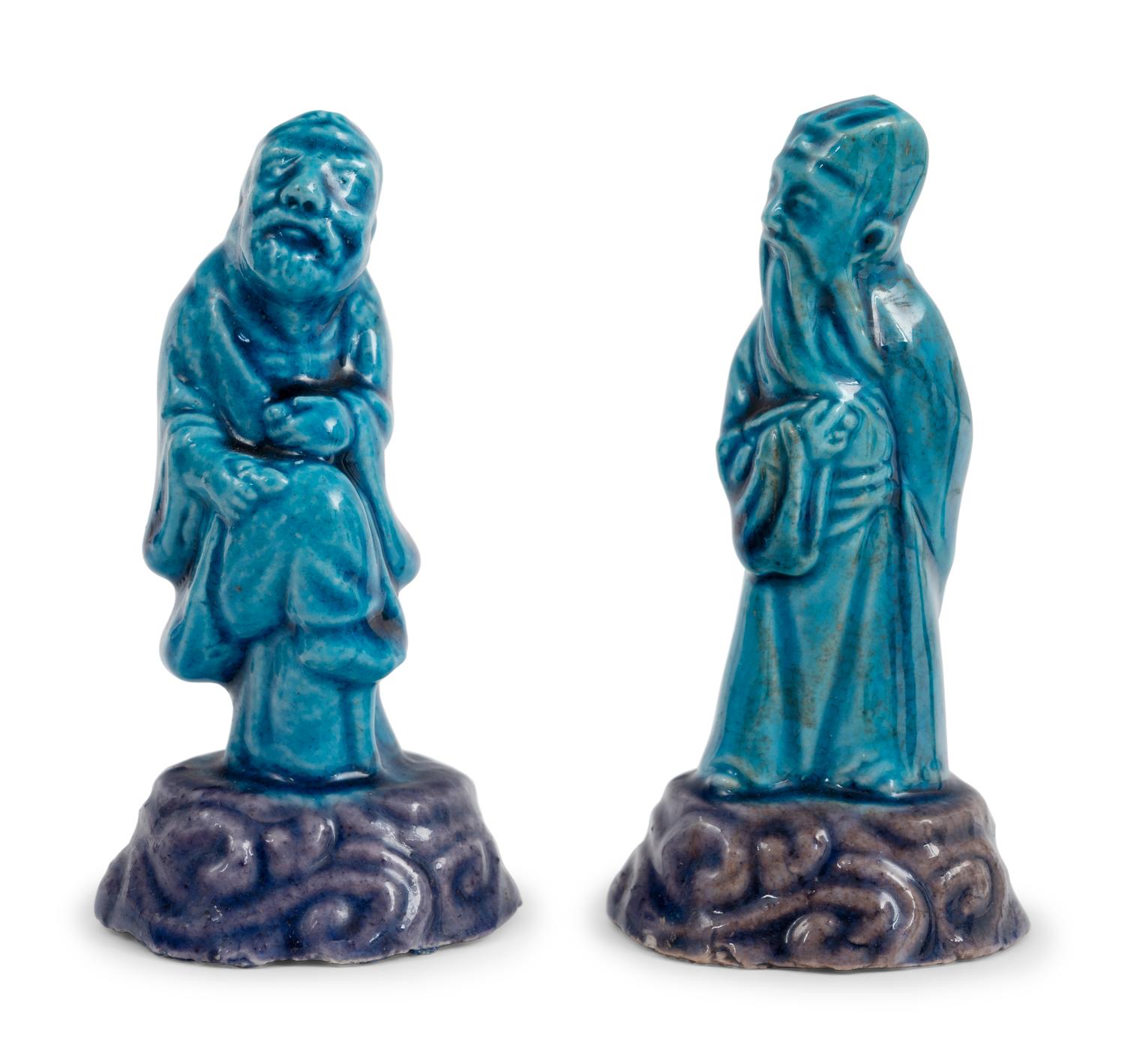 10 Chinese Turquoise Glazed Porcelain Figures