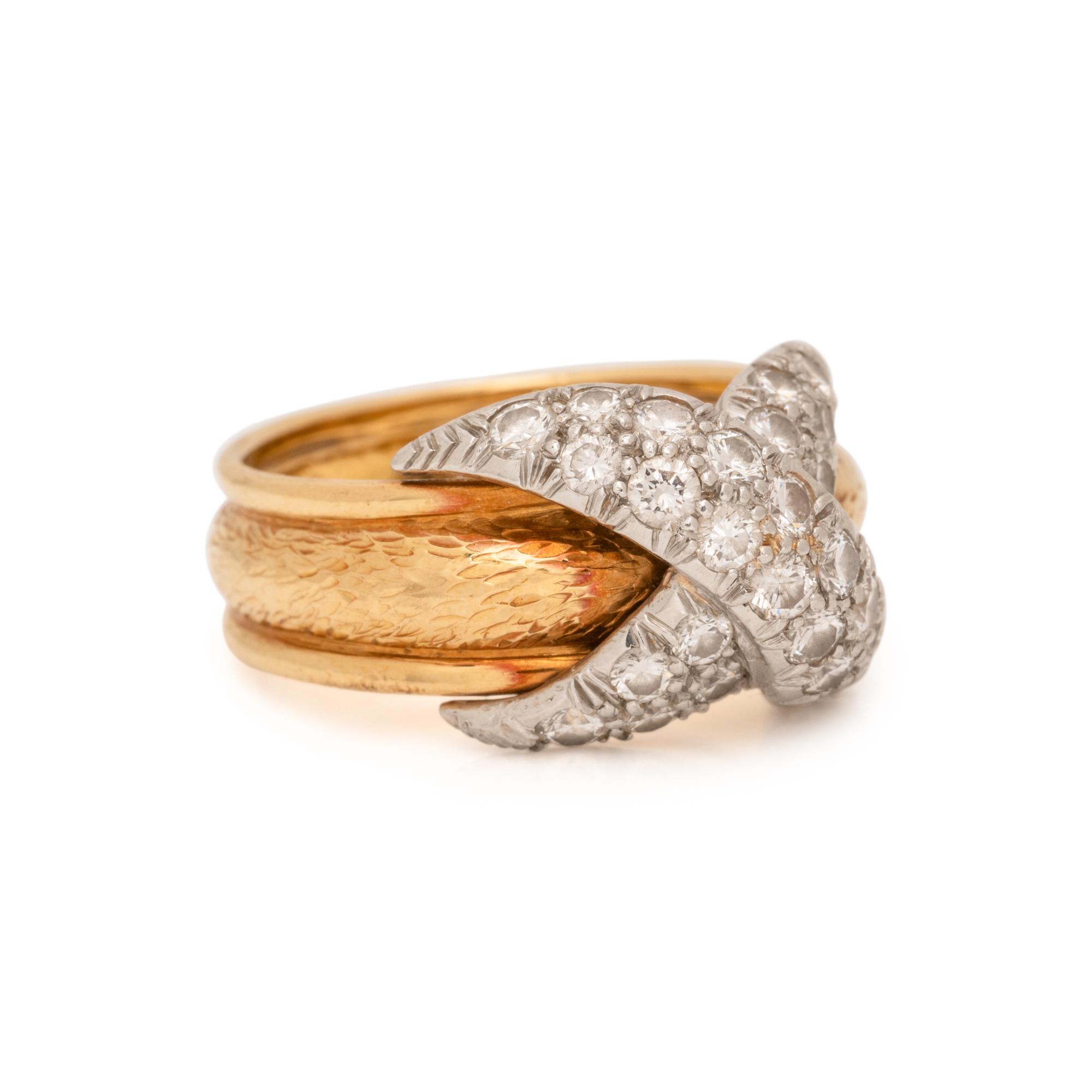TIFFANY & CO., SCHLUMBERGER, DIAMOND, PLATINUM AND YELLOW GOLD 'X' RING