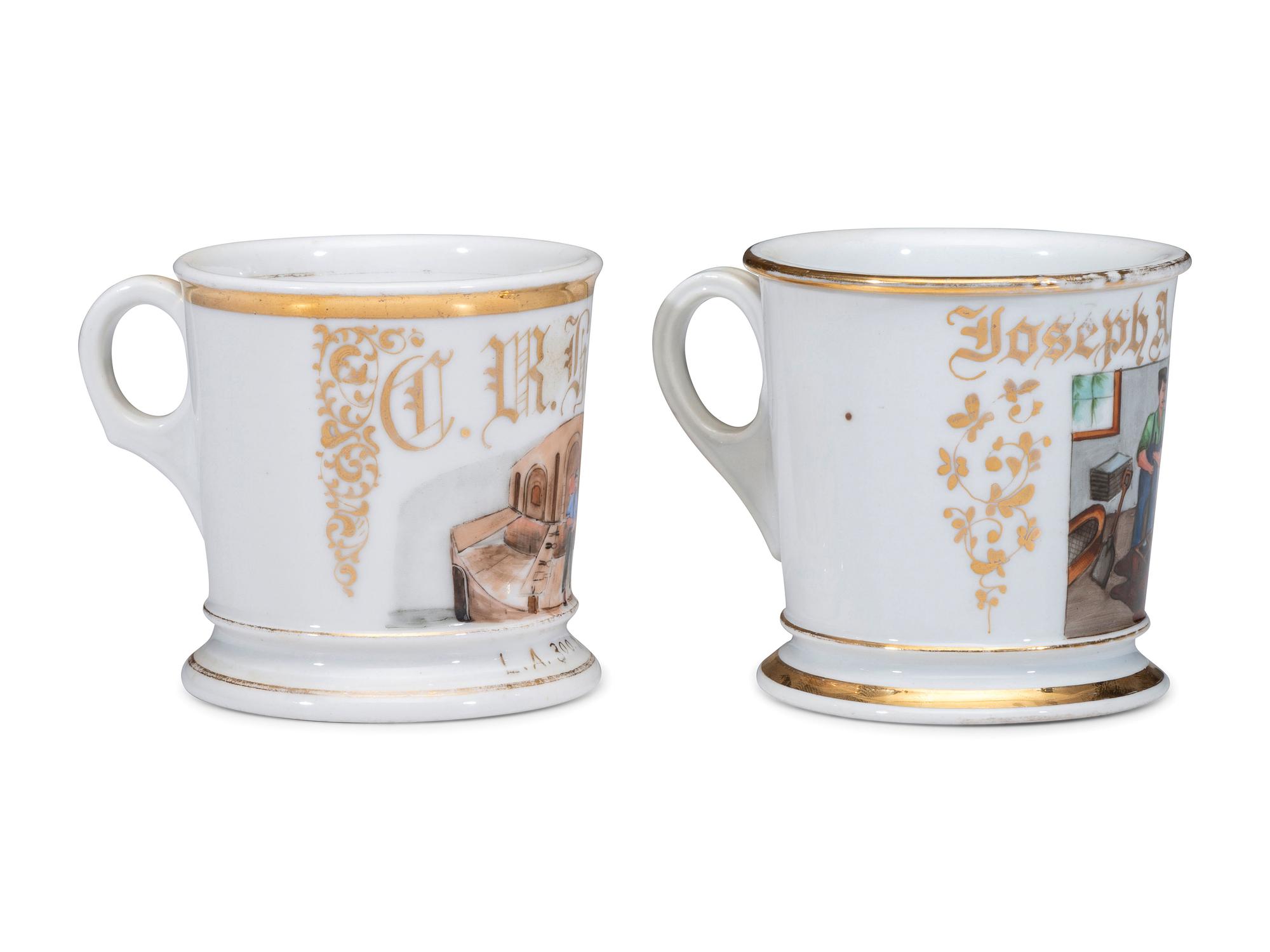 Two Porcelain Occupational Shaving Mugs