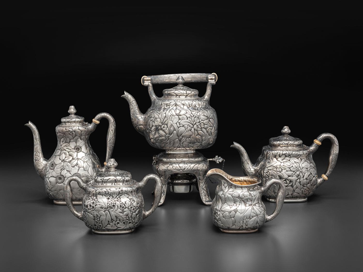 An American Silver Five-Piece Tea and Coffee Service with Matching Tray