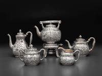 An American Silver Five-Piece Tea and Coffee Service with Matching Tray