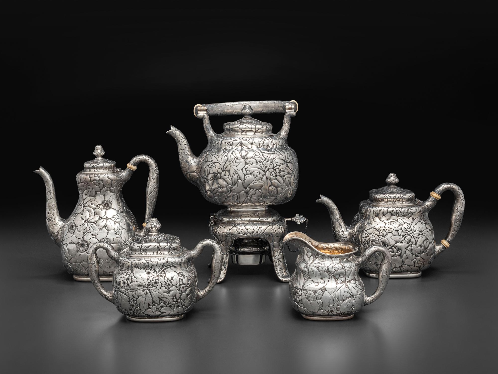 An American Silver Five-Piece Tea and Coffee Service with Matching Tray