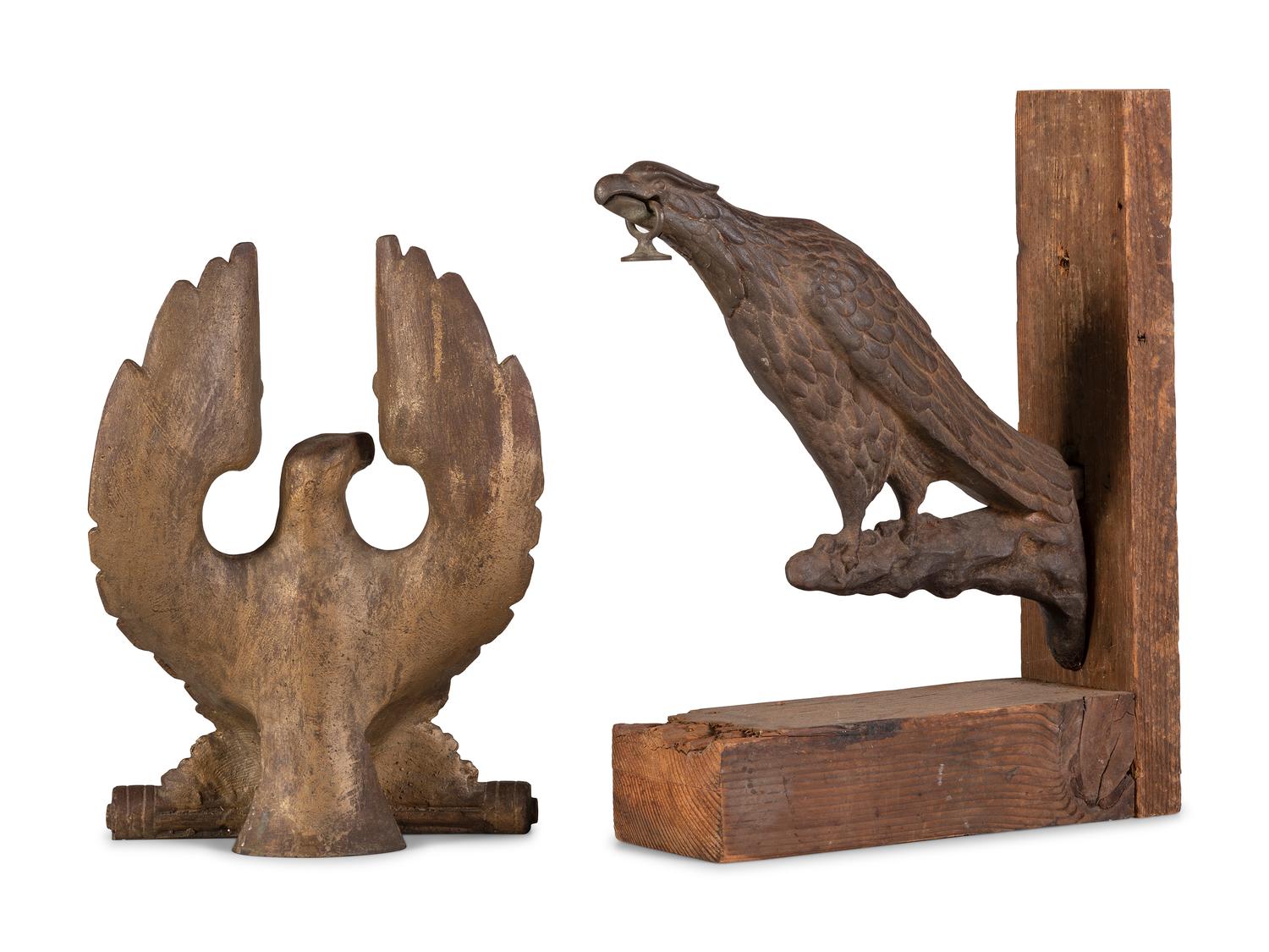 Two Cast Iron Eagle Mounts