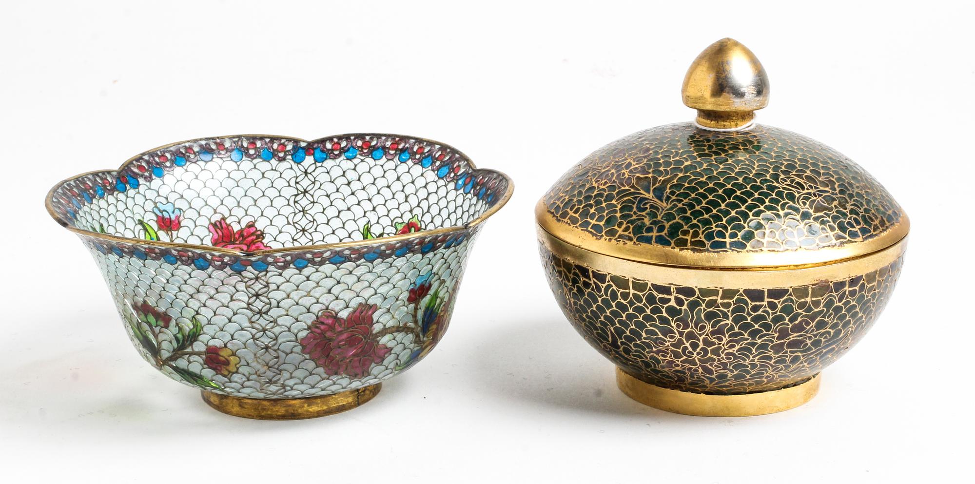 Two Plique a Jour Bowls Diameter of largest bowl 5 inches. — 20TH CENTURY