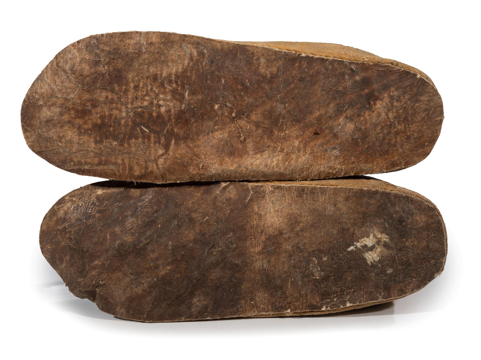 Apsáalooke [Crow] Beaded Hide Moccasins, with Buffalo Hide Parfleche Soles