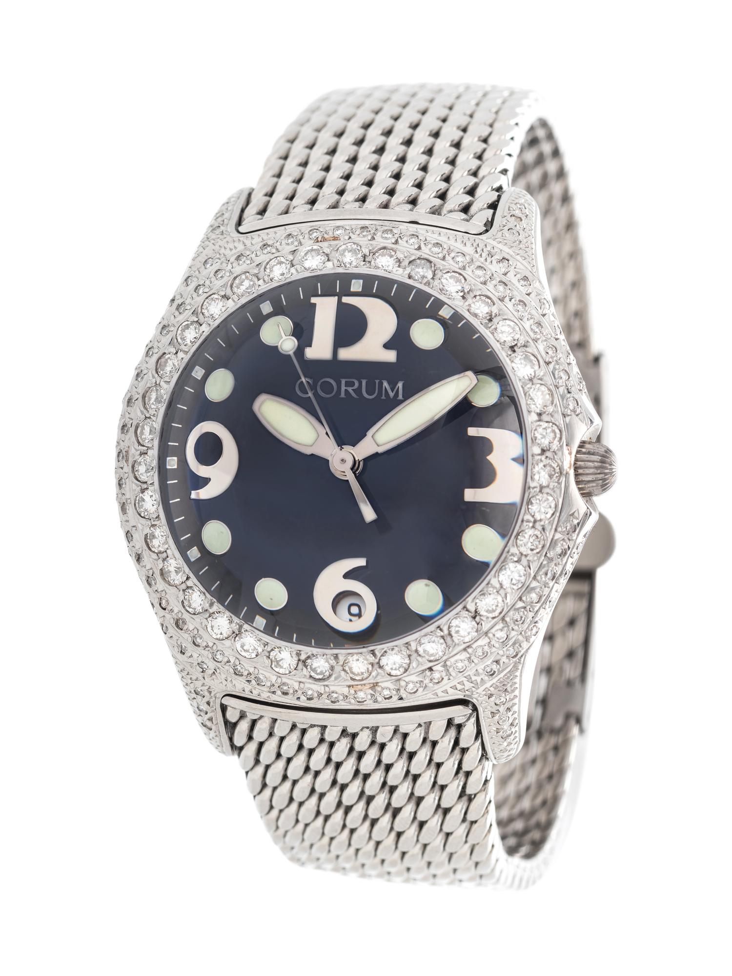 CORUM, STAINLESS STEEL AND DIAMOND REF. 165.150.20 'BUBBLE' WRISTWATCH