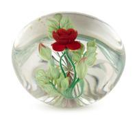 A Red Rose Botanical Glass Paperweight