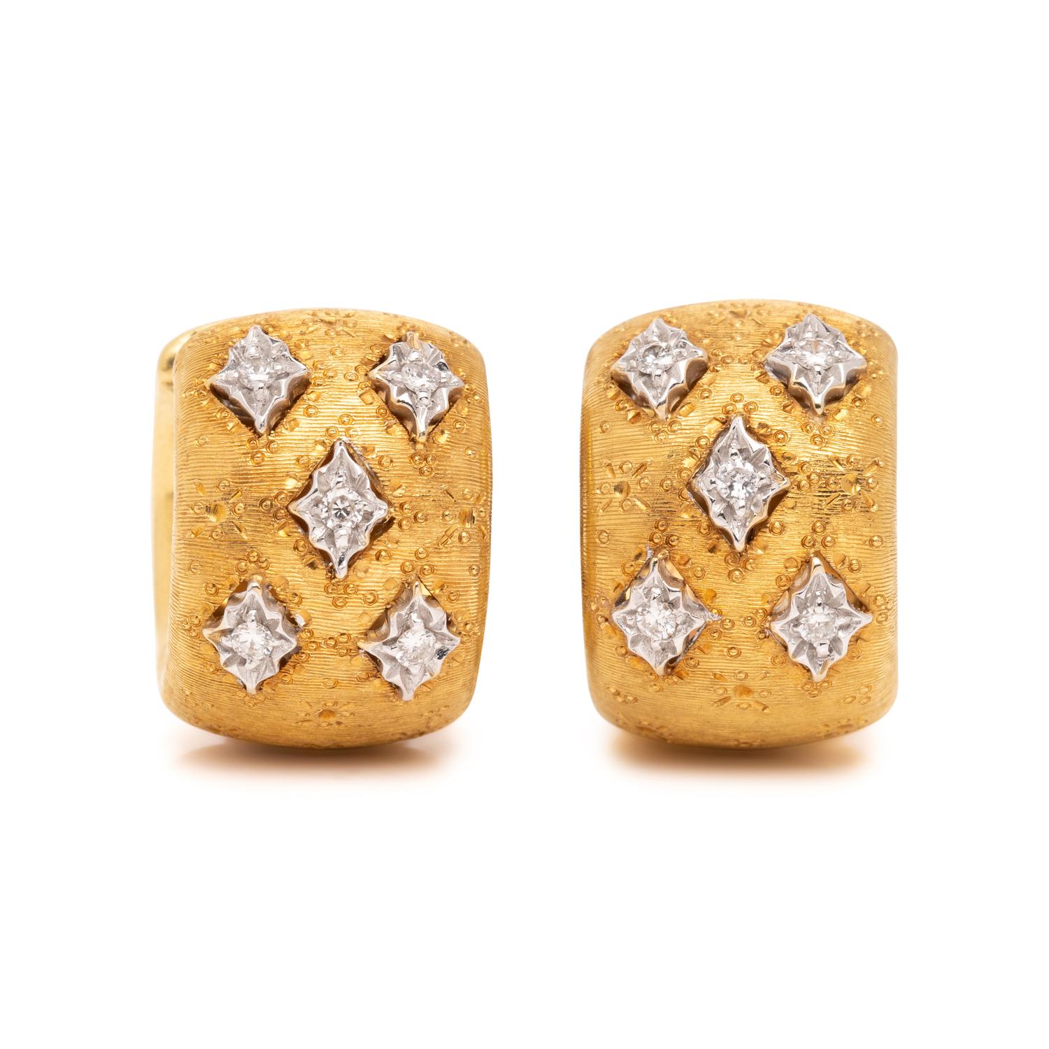 BICOLOR GOLD AND DIAMOND HOOP EARRINGS