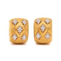 BICOLOR GOLD AND DIAMOND HOOP EARRINGS