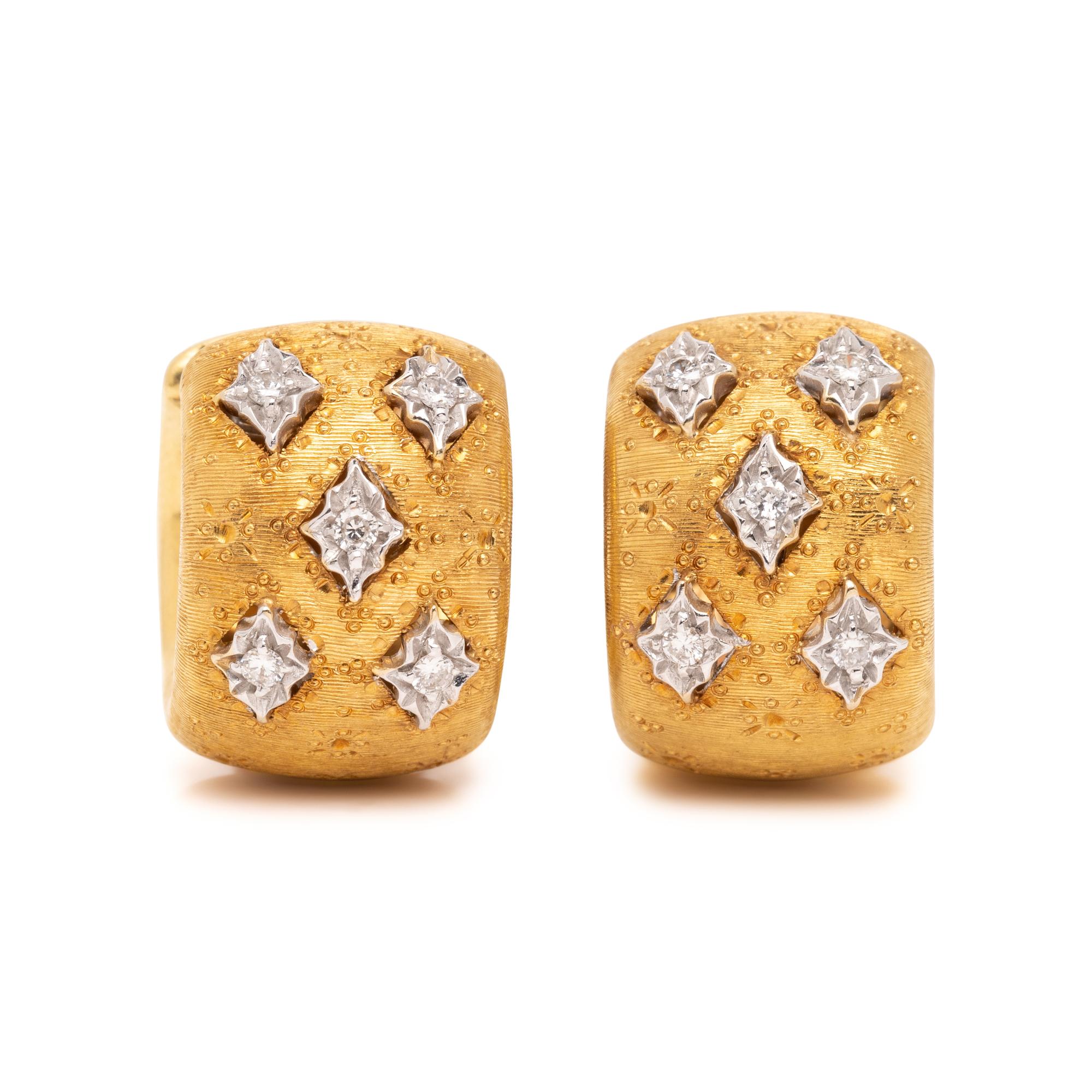 BICOLOR GOLD AND DIAMOND HOOP EARRINGS