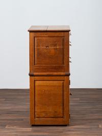 A Dental Student's Brass Mounted Oak Lift Top Cabinet