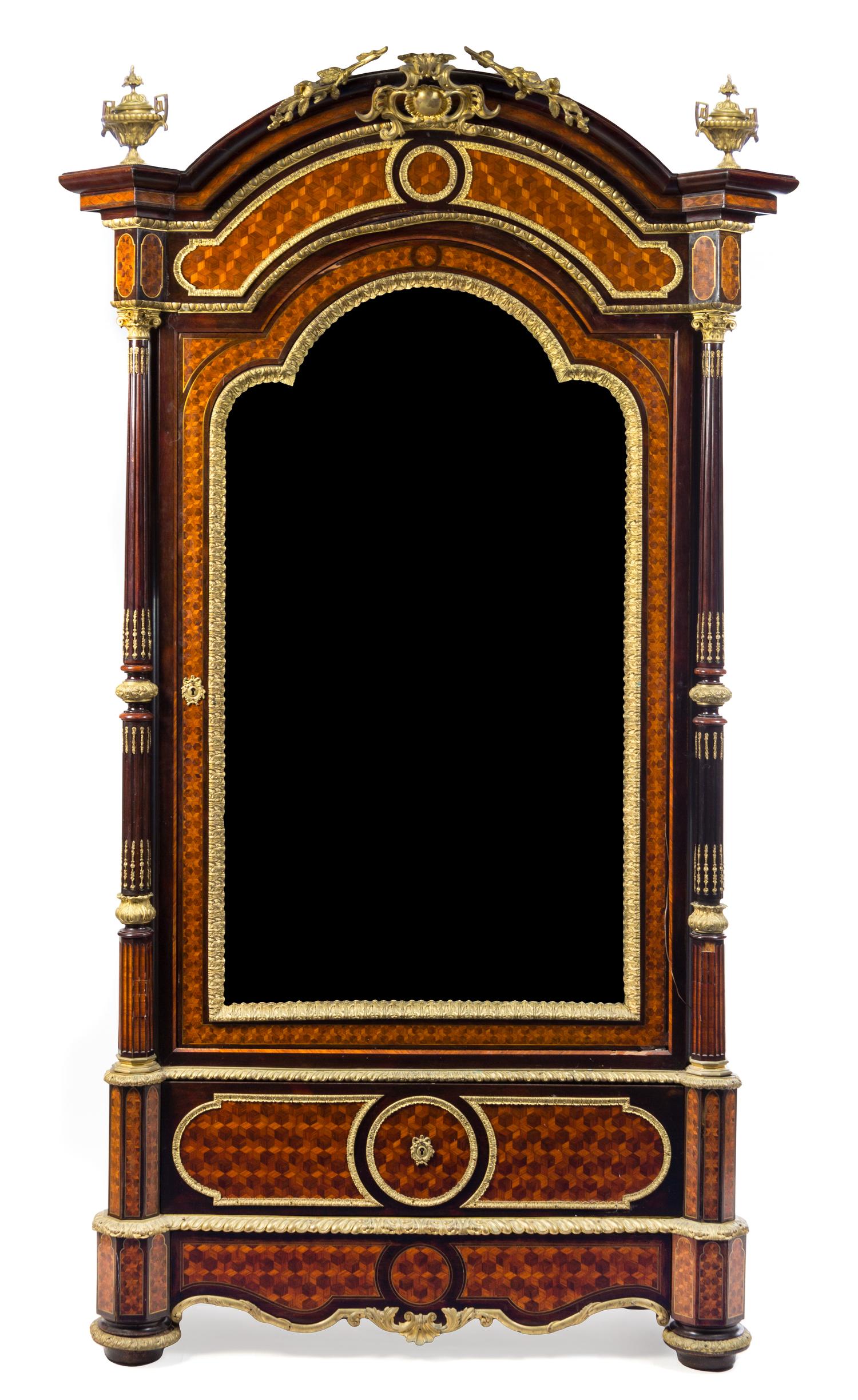 A Louis XVI Style Gilt Bronze Mounted Parquetry Armoire Height 93 x width 53 x depth 24 inches. — LATE 19TH CENTURY