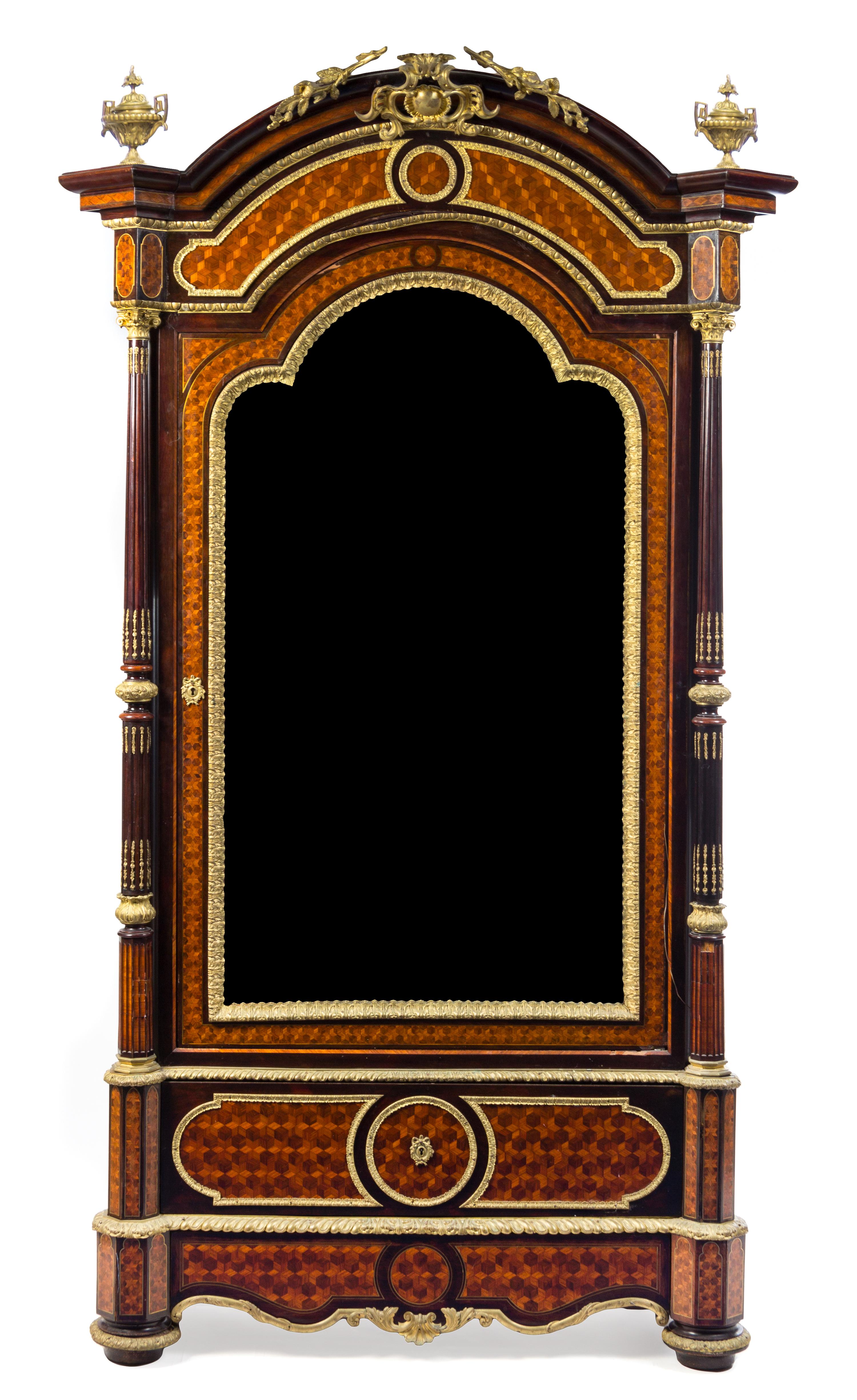 A Louis XVI Style Gilt Bronze Mounted Parquetry Armoire Height 93 x width 53 x depth 24 inches. — LATE 19TH CENTURY