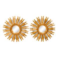 A Pair of Italian Giltwood Sunburst Mirrors