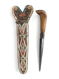 Great Lakes Black-Tanned Hide Knife Sheath and Knife, Exhibited and Published