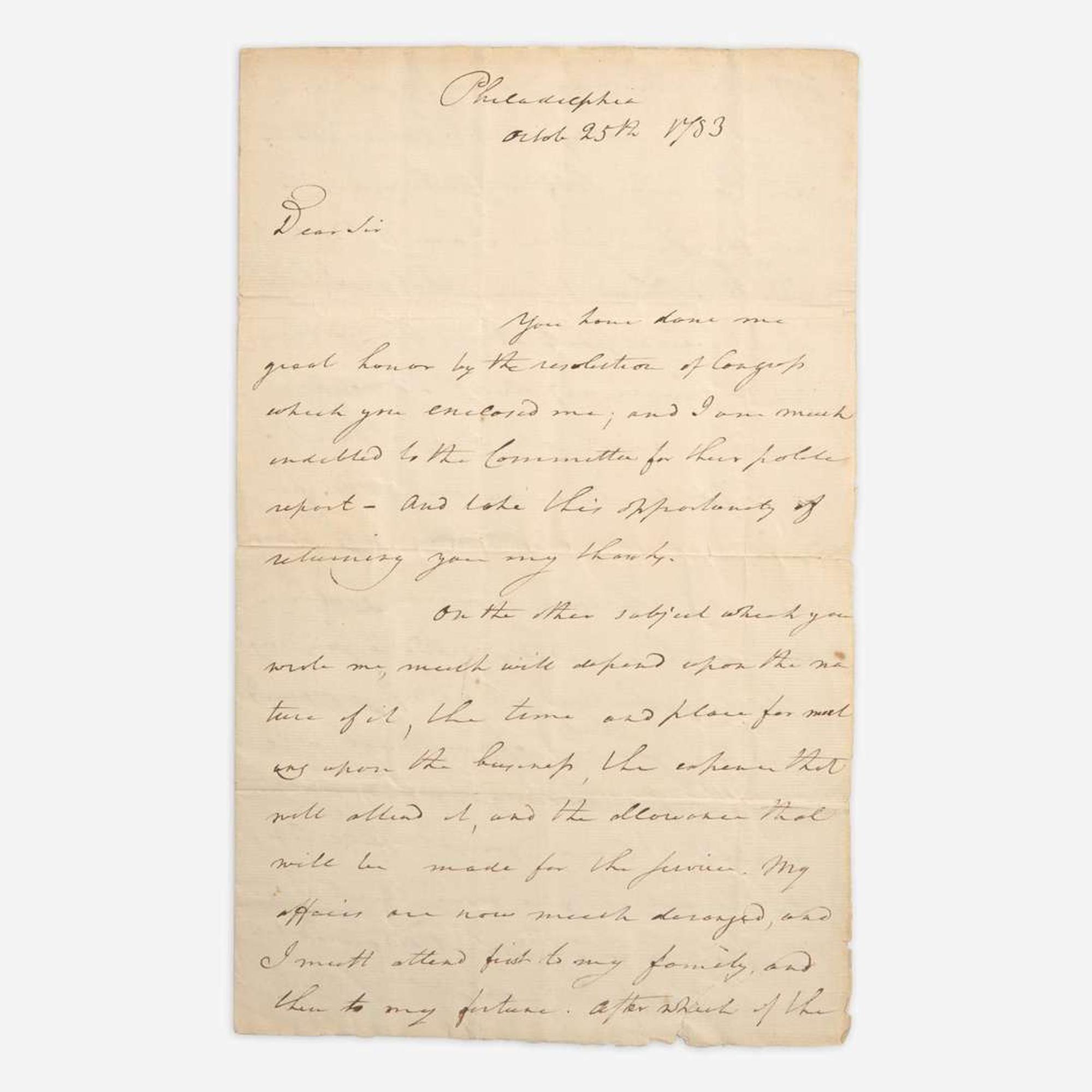 [American Revolution] Greene, Nathanael Autograph letter, signed