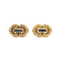 CARTIER, YELLOW GOLD AND SAPPHIRE CUFFLINKS