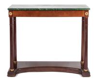 An Empire Style Mahogany Console Table Height 30 x width 34 3/4 x depth 13 3/4 inches.