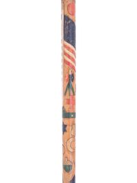 [CIVIL WAR]. Folk-art carved polychrome walking stick with patriotic motifs, incl. Army Corps badges.