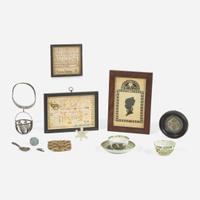 An assorted collection of twelve sewing-related items and other handcrafts 18th / 19th century