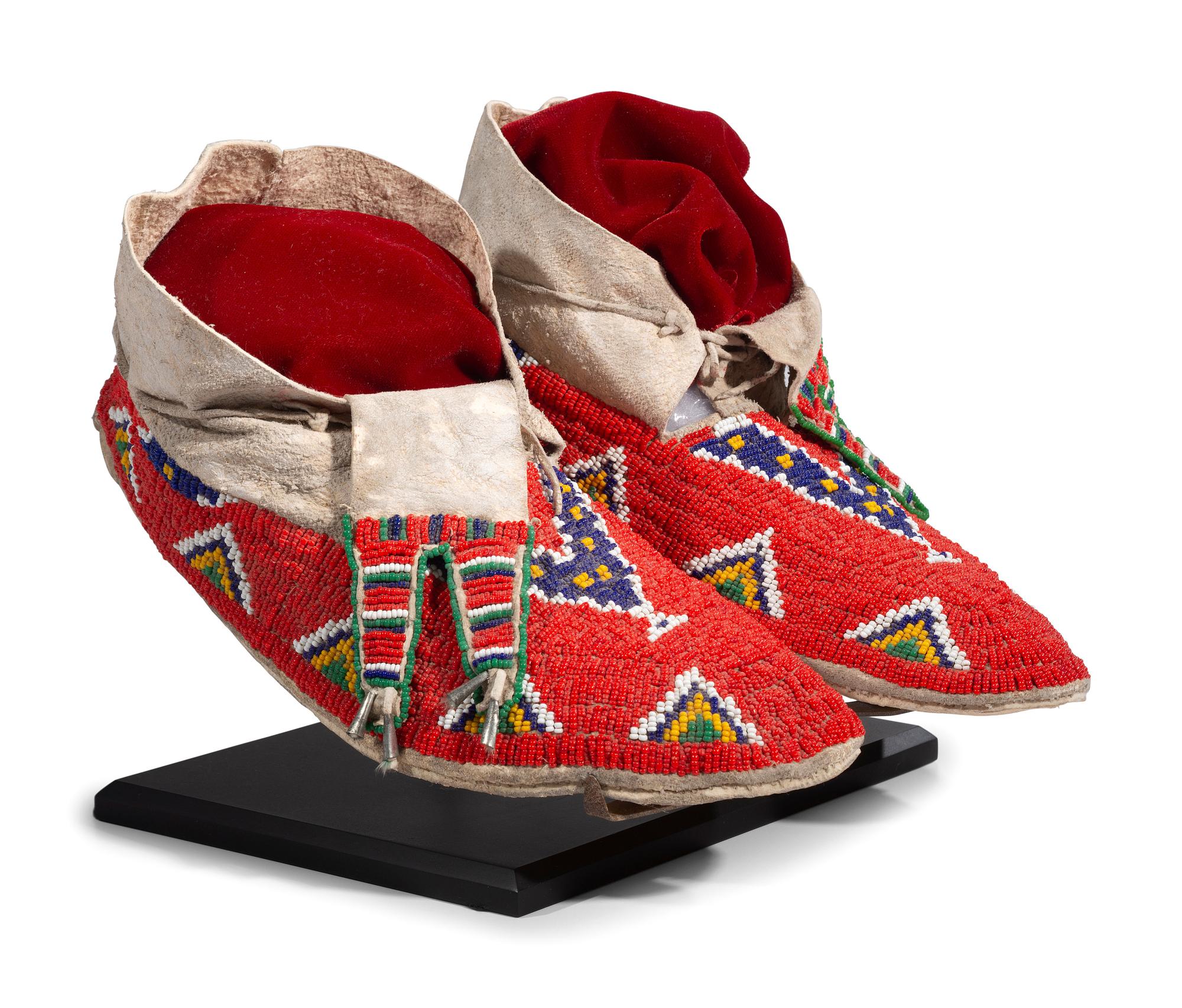 Plains Beaded Hide Moccasins