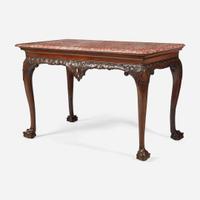 A George II carved walnut side table with breccia marble top circa 1750
